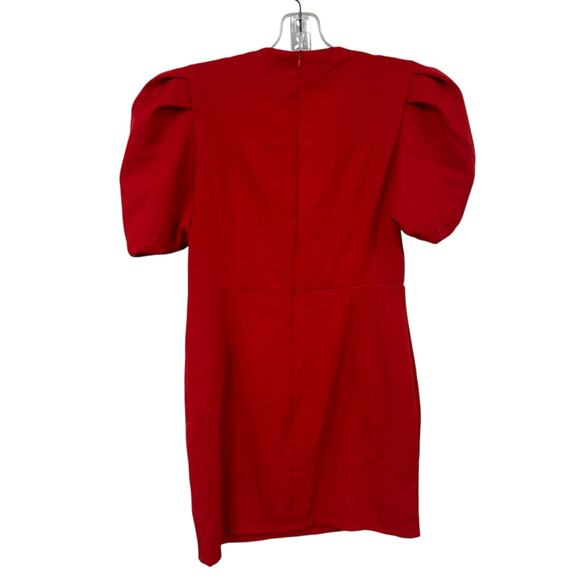 Unbranded Red Rhinestone Heart Embellished Short Puff Sleeve Dress Womens Large - Picture 7 of 7